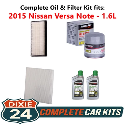 2015 Nissan Versa Note 1.6L Complete Oil, Air & Cabin Filter Kit (5W-30) Foto 1 de 4