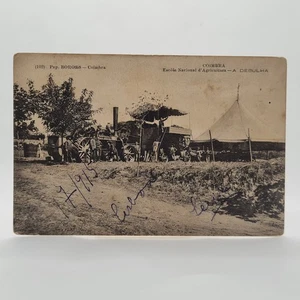 AK Portugal Coimbra - Nationale Schule Landwirtschaft - Dreschen/Traktor 1915 - Bild 1 von 5