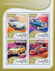 SOLOMON ISLANDS LOUIS RENAULT 140TH ANNIV STAMPS SHEET 2017 MNH CARS AUTOMOBILE - Picture 1 of 1
