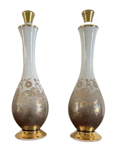 2-VTG Gold Floral Design Eberthal Bavaria Decanters Porcelain W.Germany Marked - Picture 1 of 6