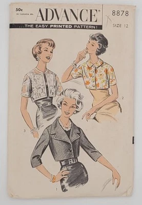 Vintage 1950s Advance 8878 Sew-Easy Pattern Short Jackets Boleros Size 12 - Image 1 of 3