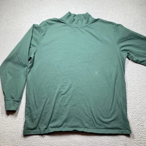 Lands End Super T Mock Neck Long Sleeve Shirt Mens XXL Green Cotton Blend - Picture 1 of 10