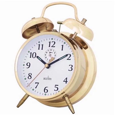 Acctim Saxon Bell Traditional Keywound Large Double Metal Bell Brass Alarm Clock - Image 1 of 4