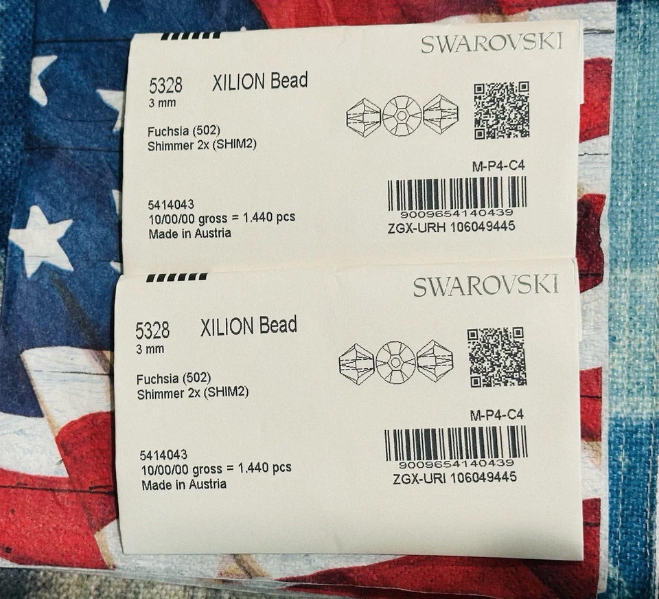 Swarovski 5328 3mm Fuchsia Shimmer 2X 1440 Sealed pack Austria - Image 1 of 1