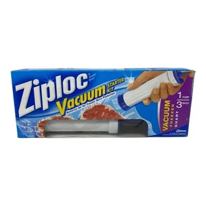 Ziploc Kit Avviamento Aspirazione Pompa e 3 Sacchetti Congelatore Quart NOS Conservazione Sigillata Nuovo - Foto 1 di 7