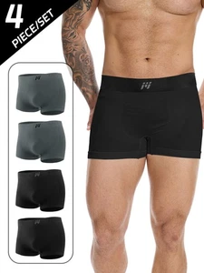 4 Pcs/set Mens Microfiber Boxer Briefs Underwear Seamless Compression Underpants - Picture 1 of 11
