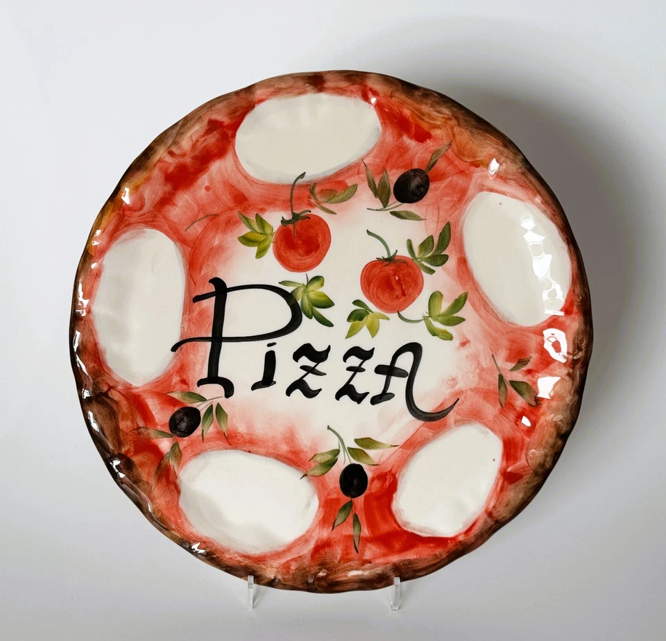 BASSANO KERAMIK Pizzateller 33 cm PIZZA MARGHERITA MEDITERRANES GESCHIRR - Bild 1 von 2