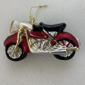 De colección. Cristal Mercurio Adorno Moto-Rojo, Negro, Dorado y Plata-5.5" Largo - Imagen 1 de 7
