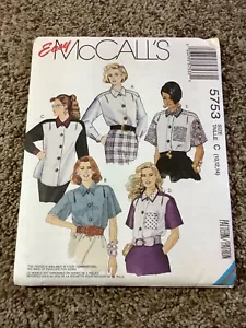 CAMICIE McCall’s MODELLO CUCITO 5753 Misses anni 90 taglie 10-12-14 NON TAGLIATE - Foto 1 di 3