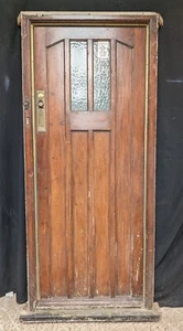 A RECLAIMED PINE EXTERNAL DOOR AND FRAME WITH GLAZED PANELS Ref DE1017 - Picture 1 of 17