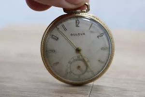 ANTIQUE BULOVA 17AH POCKET WATCH - OPEN FACE - 17 JEWELS - MECHANICAL MOVEMENT - Picture 1 of 6