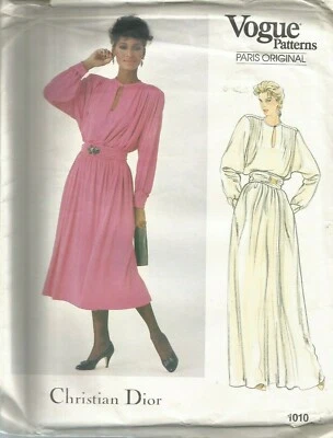 Vogue Designer Sewing Pattern 1010, Dior Vintage Dress and Belt, Size 12 - Image 1 of 3