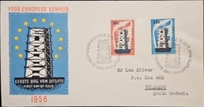 1956 Netherland Rebuilding Europa CEPT Issue Roermond FDC to Bulawayo S.Rhodesia - Image 1 of 4