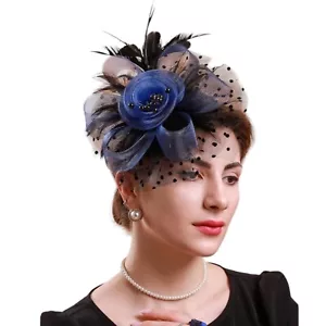 Cappello da cocktail blu matrimonio chiesa Kentucky derby maglia formale festa fascinator - Foto 1 di 3