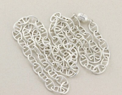 Heavy Sterling Silver Link Chain Necklace Magnetic Closure 35 1/2" Foto 1 de 4