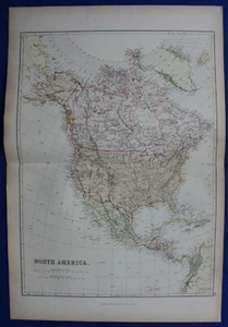 NORTH AMERICA, CANADA, USA, MEXICO, original antique map, Blackie, 1882 - Picture 1 of 4