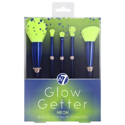 W7 Cosmetics Glow Getter Neon Make-up Pinsel Set - 5 Stück Kosmetik Puder Rouge