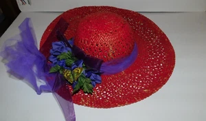 NEAT RED HATTERS DESIGN STRAW HAT #1 - Picture 1 of 5