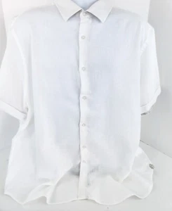 Herren Robert Graham Classic Fit Weiß Kurzarm Hemd Größe 4XL Leinenmischung - Bild 1 von 2