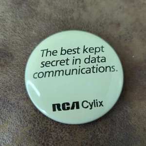 Vintage Pinback RCA Cylix Data Communications 2.25" Pin 1980s - Picture 1 of 2