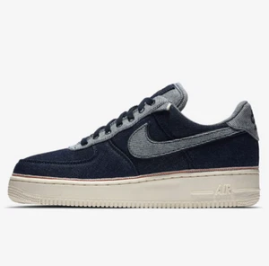 Nike Air Force 1 '07 PRM - 8 - 905345-402 3x1 Denim Raw Indigo Dark Jean Navy - Picture 1 of 6