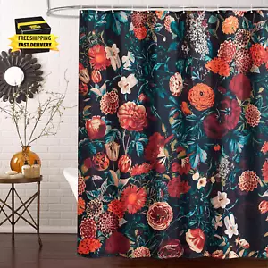 Vintage Floral Fabric Shower Curtain for Bathroom 72W X72L Inches, Vivid Colorfu - Picture 1 of 4