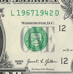 1967 1942 Tombstone Date Note Fancy Serial Number One Dollar Bill Crisp UNC - Picture 1 of 11