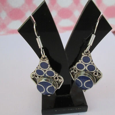 Pendientes colgantes colgantes de lapislázuli tibetanos joyas para mujeres y niñas Foto 1 de 4