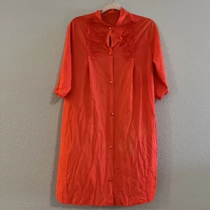 Camisa para dormir vintage de los años 60 Gaymode Penney’s roja con detalles de encaje botones cubiertos talla L GVC - Imagen 1 de 6