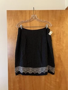 Talbots Lined Black Print Skirt Vintage Back Zip NWT Size 16 - Picture 1 of 13