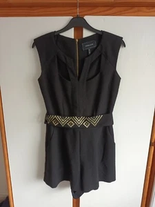 River Island black short jumpsuit with studded belt size 8 . Very good condition - Picture 1 of 4