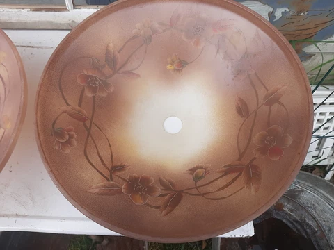 Vintage Art Deco Painted Glass Ceiling Light Shade Fixture Cover