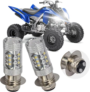 2Pcs 80W Super White LED Bulbs P15D H6M for ATVS YFM350 400 450 660 700 Raptor B - Picture 1 of 12