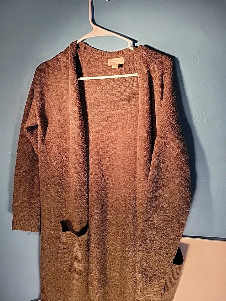 Cárdigan gris extra largo de lana Forever 21 contemporáneo para mujer con bolsillos talla XS Foto 1 de 3