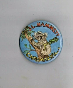 Vintage 1981 J.L. HAMMETT CO. Presents CHROMACRYL Paint 2-1/2" Advertising Pin - Picture 1 of 2