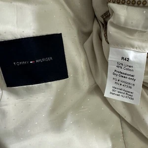 Giacca blazer cappotto sportivo Tommy Hilfiger uomo beige lino taglia 42R - Foto 1 di 8