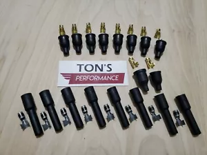 8 Cylinder 7mm Black Rubber Spark Plug Boot Kit Steel & Brass Ends v8 Coil Wire - Picture 1 of 3