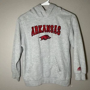 Adidas Arkansas Razorbacks gray pullover hoodie boy’s size medium 10/12 - Picture 1 of 7