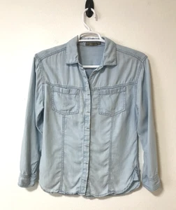 Prana Shirt Size XS Weathered Denim Wash Long Sleeve Button Front 100% Tencel - Picture 1 of 14