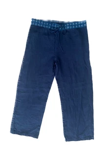 ANOHKI for EAST Size UK 16 100% Linen Indigo/denim colour Wide Leg Trousers - Picture 1 of 9