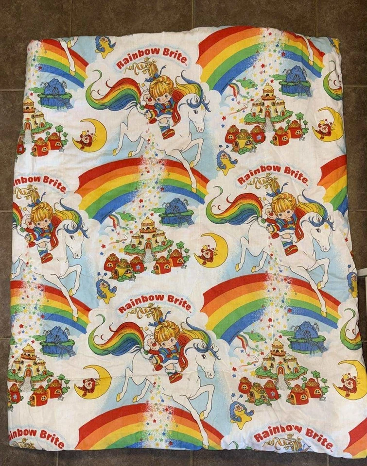 Vintage 1983 Hallmark Rainbow Bright Blanket Comforter Twin Size - Image 1 of 4