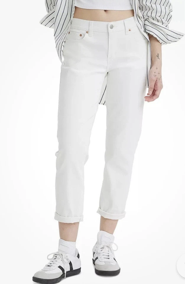 Levi's SIMPLY WHITE Women's Relaxed Boyfriend Tapered-Leg Jeans Size 14W