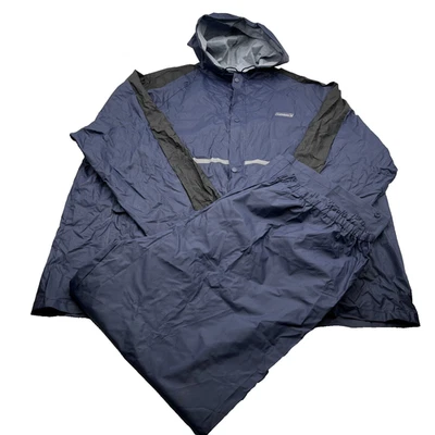 Coleman Men’s Rain Suit Jacket & Pants Blue Waterproof XL/2XL Hooded PVC Nylon - Image 1 of 4