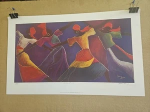 Vintage Monica Stewart "Caribbean Dances" signiertes nummeriertes Poster 33"×21". P4 - Bild 1 von 10
