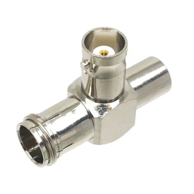 BNC female to slide-on push F TV male to IEC PAL DVB-T coaxial adapter connector - Image 1 of 4