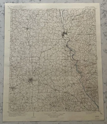 VINTAGE ORIGINAL OPELIKA ALABAMA USGS GEOLOGICAL TOPO TOPOGRAPHICAL MAP 1943 - Image 1 of 4