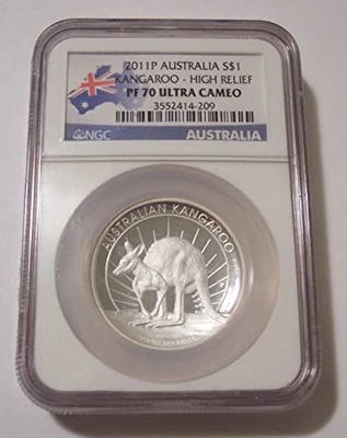 Australia 2011 P 1 oz Silver Dollar Kangaroo High Relief Proof PF70 UC NGC - Image 1 of 2