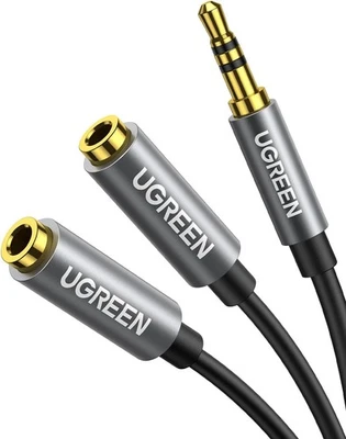 UGREEN Headphone Splitter 3.5mm Audio Stereo Y Aux Extension Black  - Image 1 of 4