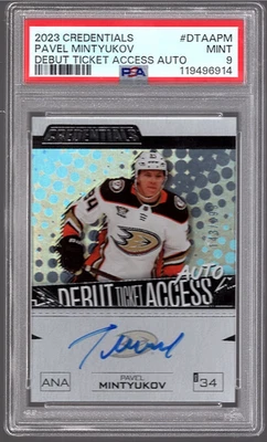 PAVEL MINTYUKOV 2023-24 Upper Deck Credentials Debut ROOKIE Auto #/299 PSA 9 RC - Image 1 of 2