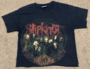 VTG Y2K Slipknot SMALL Short Sleeve Graphic T Shirt Rock Band Metal CROPPED - Picture 1 of 10